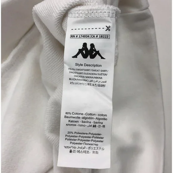 Kappa Logo Tape Apet 2 Mens XL White Regular Fit Pullover Hoodie Sweatshirt - Picture 9 of 12